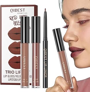 Conjunto de delineador de lábios e batom - Conjuntos de maquiagem de gloss labial antiaderente | Kits de maquiagem para lábios à prova d'água conjunto de presente de batom fosco de longa duração Hmltd