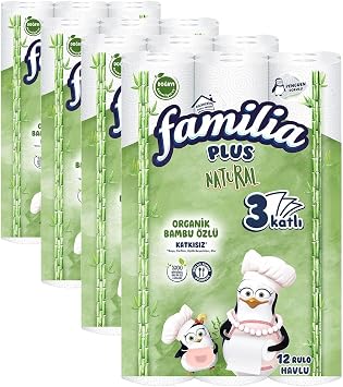 Familia Plus Natural Penguen Havlu Ka t 12'l  4 paketi