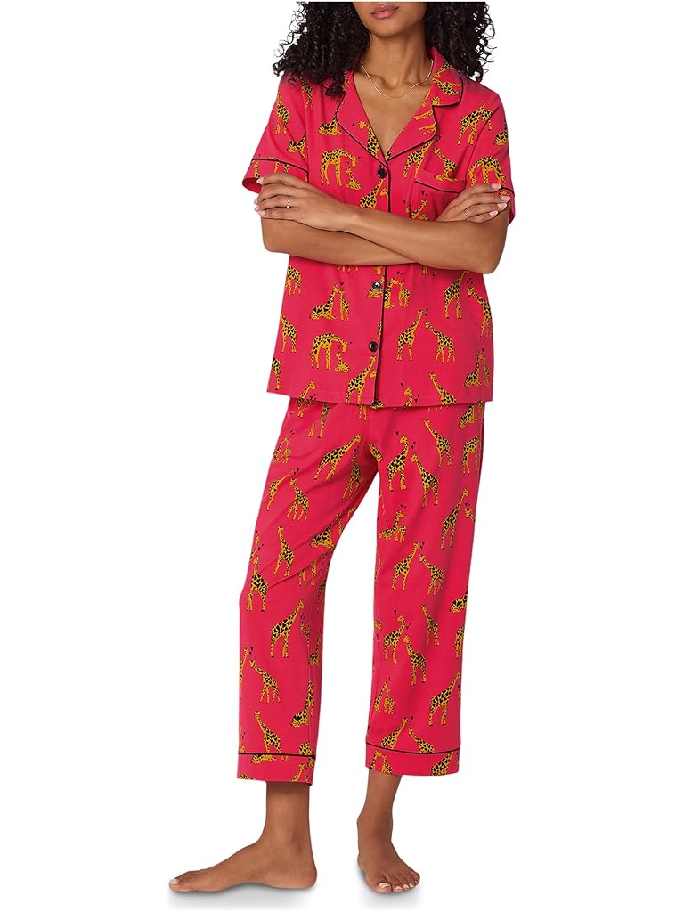 Red Bedhead PJs Short Sleeve Cotton Knit Cropped Pajama Set