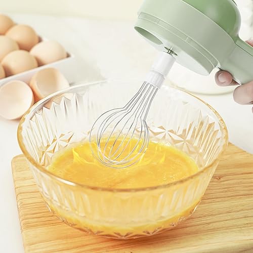 Miniatura 6 de Juego de cortadores de verduras eléctricos portátiles 4 en 1, procesador de alimentos inalámbrico multifuncional con cepillo de limpieza y batidor