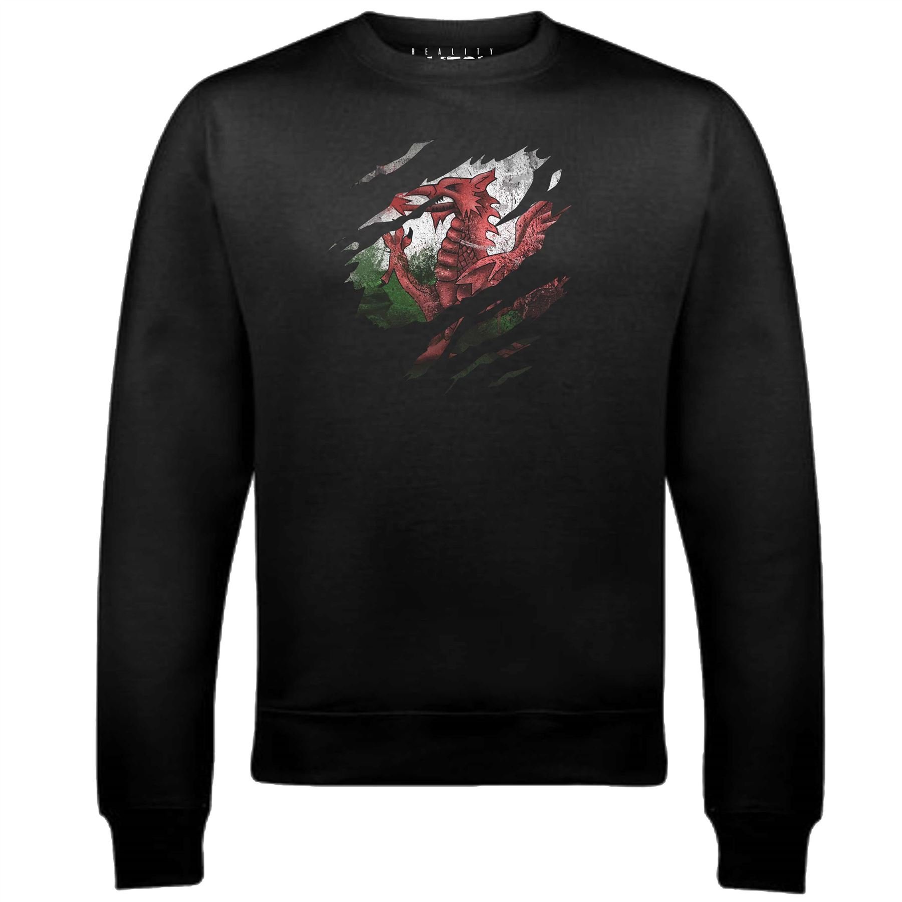 Reality Glitch Men's Black Torn Wales Sweatshirt