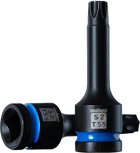 Miniatura 1 de toolant Torx T55 - Juego de 2 llaves de vaso de impacto S2 de acero de 12 pulgada, puntas largas de alto impacto, juego de llaves profesionales y