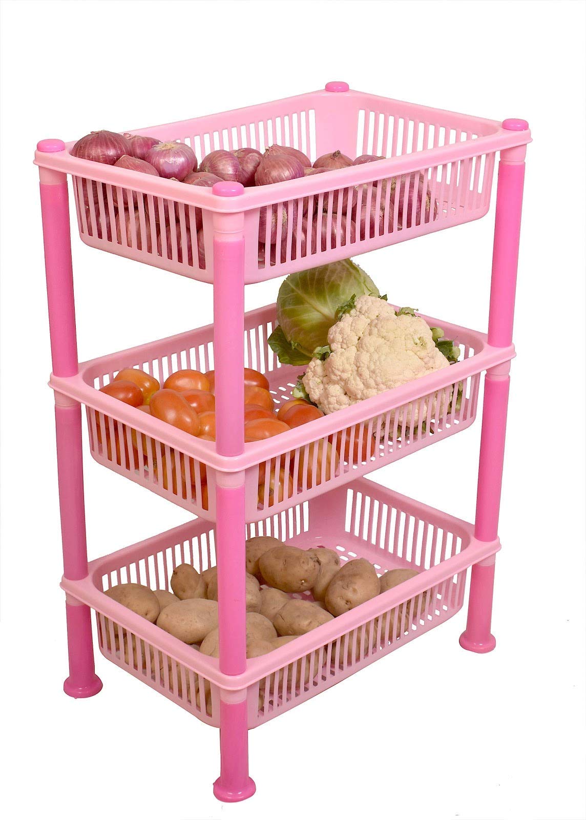 Yellow Vegetable Basket - 3 Tier Kitchen Storage -2