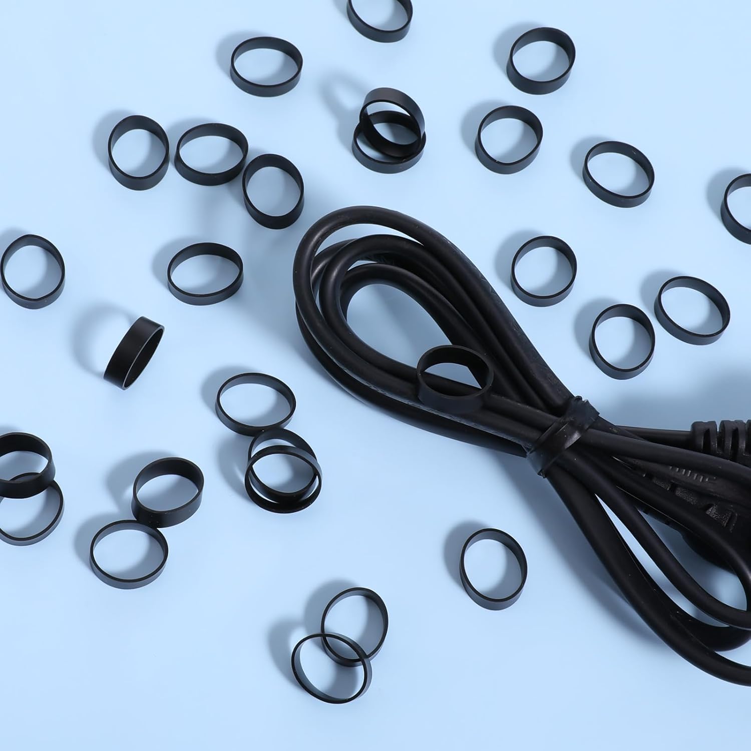 150 Pieces 0.5 Inch Small Elastic Silicone Rubber Bands Black Strong Rubberbands Heavy Round Siliconebands for Wire Cord Cable Wrapping, Bundle