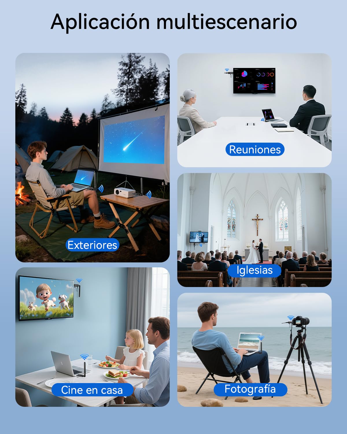 2026 Upgraded Transmisor HDMI Inalámbrico y Receptores, 1313 FEET/400M Transmisión Inalámbrica HDMI, Extensor inalámbrico 5G/1080P transmisión Laptop, cámara a TV, proyector, Monitor (Negro brillante)