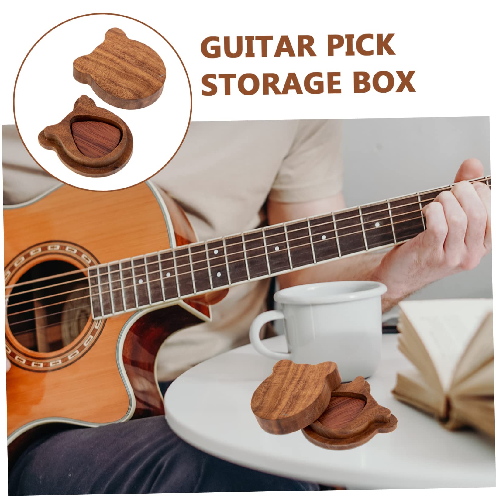 VICASKY 4sätze Holz-Gitarren-Picks Set Mit Praktischer Aufbewahrungsbox Robuste Plektren Für Gitarristen Für Akustik Gitarre Langlebige Holzqualität Inklusive Picks Leicht Und Tragbar