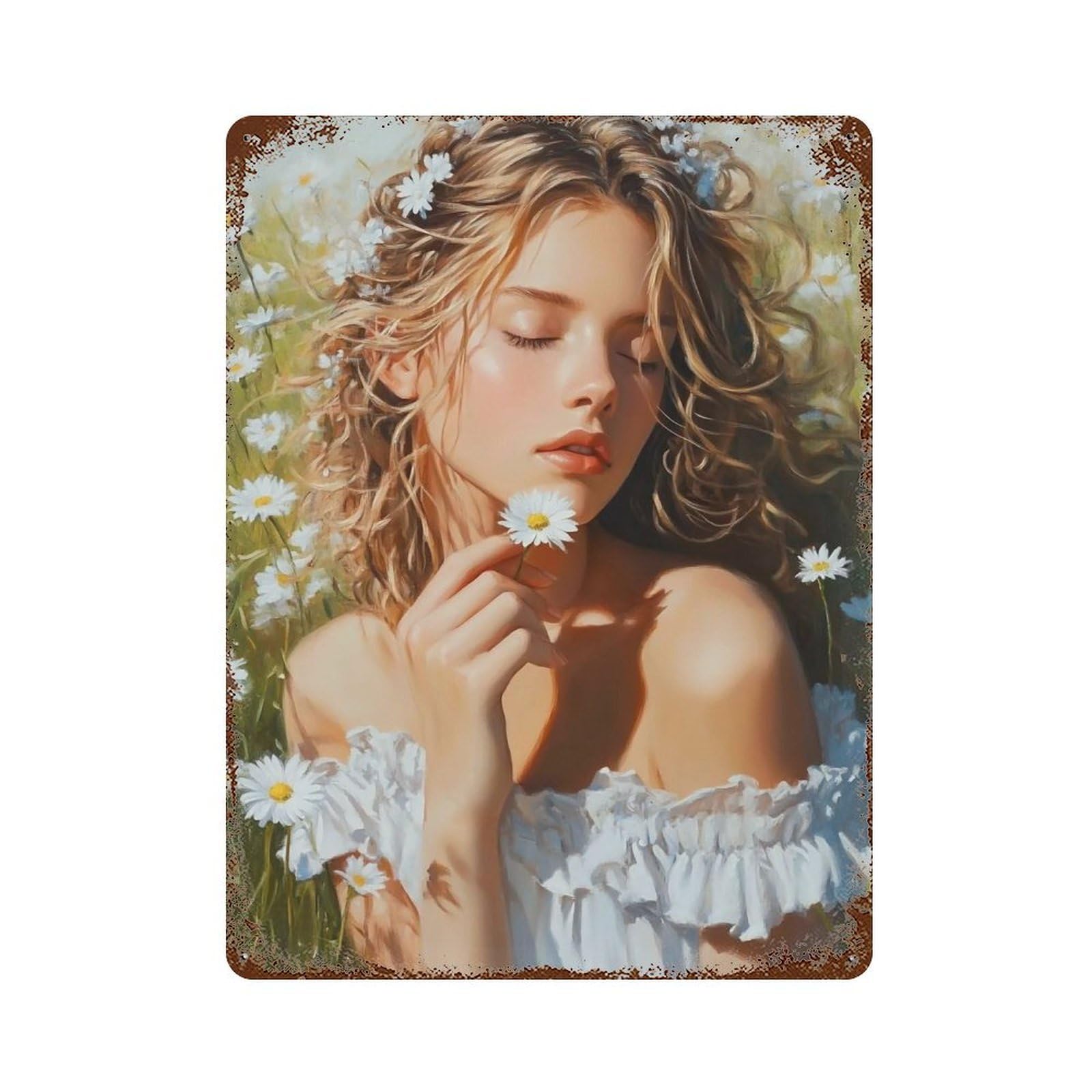 HDURYEYRYY Maiden Among Daisies 04 Wall Retro Iron Vintage Art Metal Tin Sign Poster Modern Home Cofffee Club Art Bar Shop Decor 40x30cm