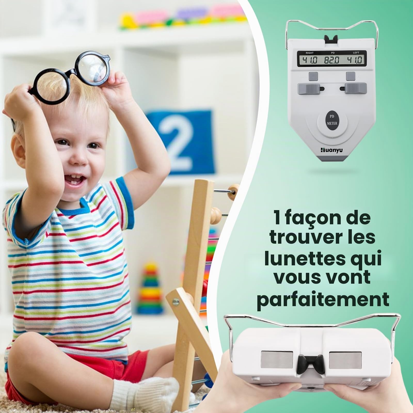Huanyu Pupillomètre Numérique Optique PD Meter 45-82mm Mesureur de Distance Pupillaire Mesure des Pupilles avec Affichage LCD Précision 0.1-0.5mm Optométrie pour École Hôpital Outil Optique(LY-9A)
