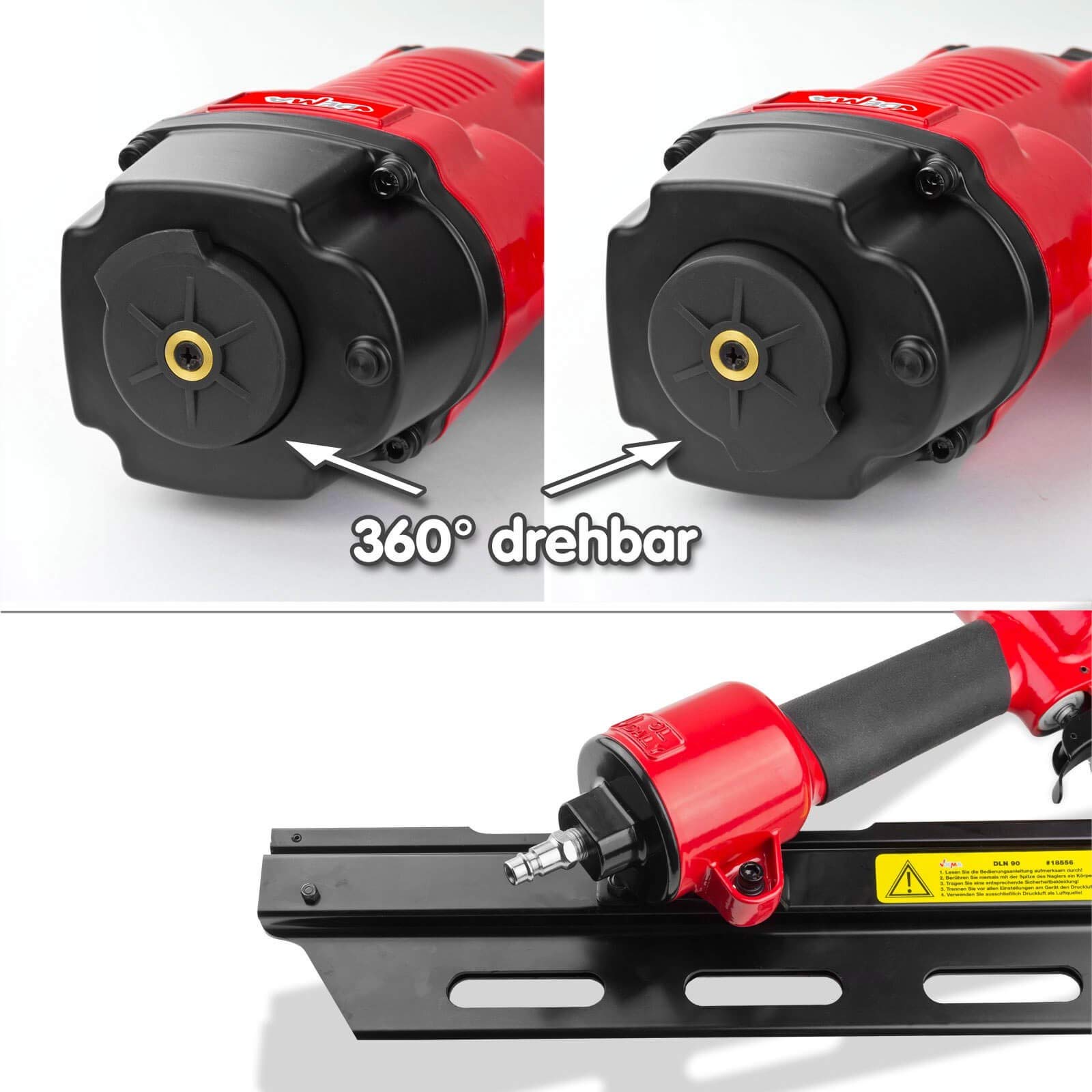 DEMA Druckluftnagler 50-90 mm 34° – Mit Koffer, Profi-Nagler für Holzarbeiten, Möbelbau und Bauprojekte