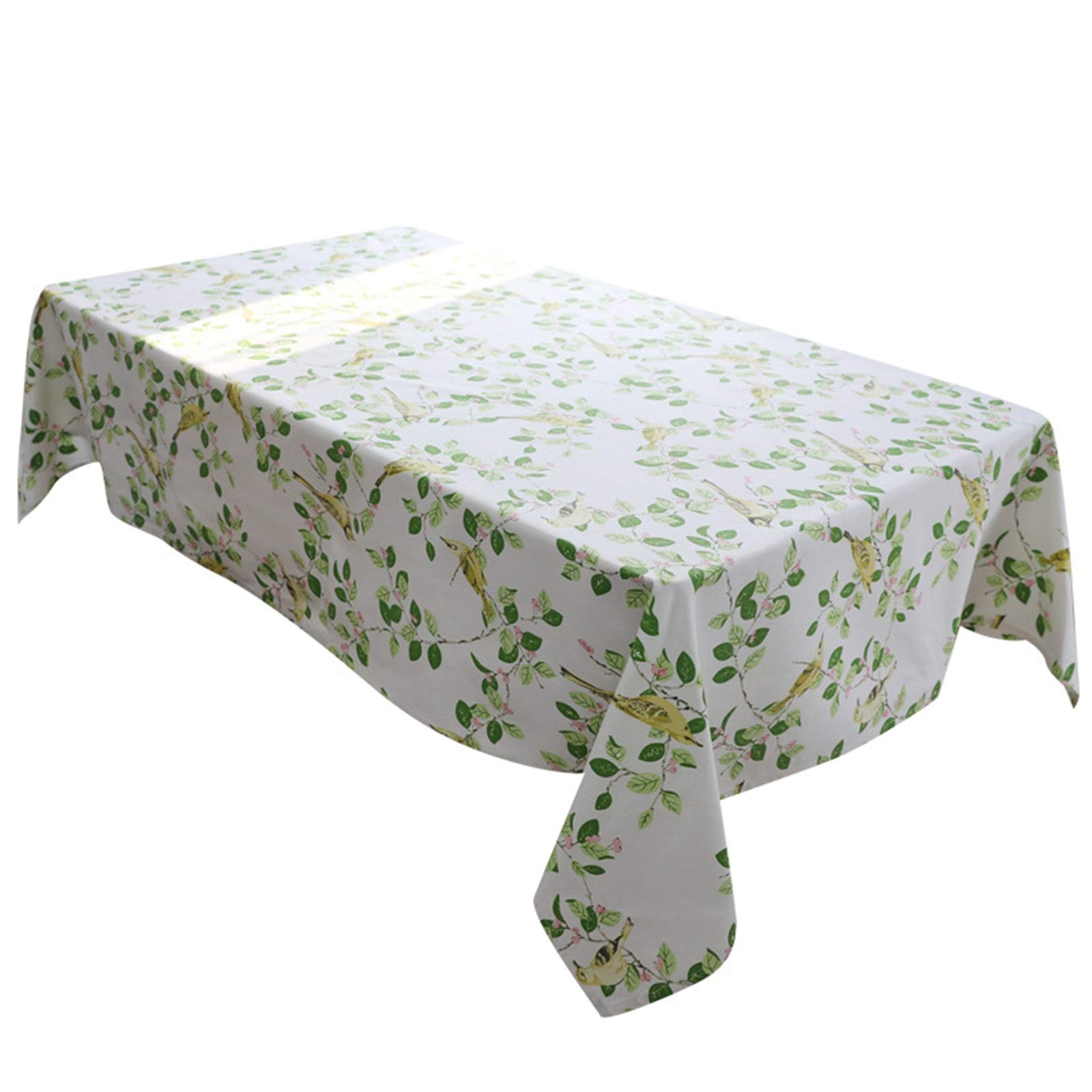 Nappe oiseaux branches 140x200cm coton vert pour proteger et sublimer votre table