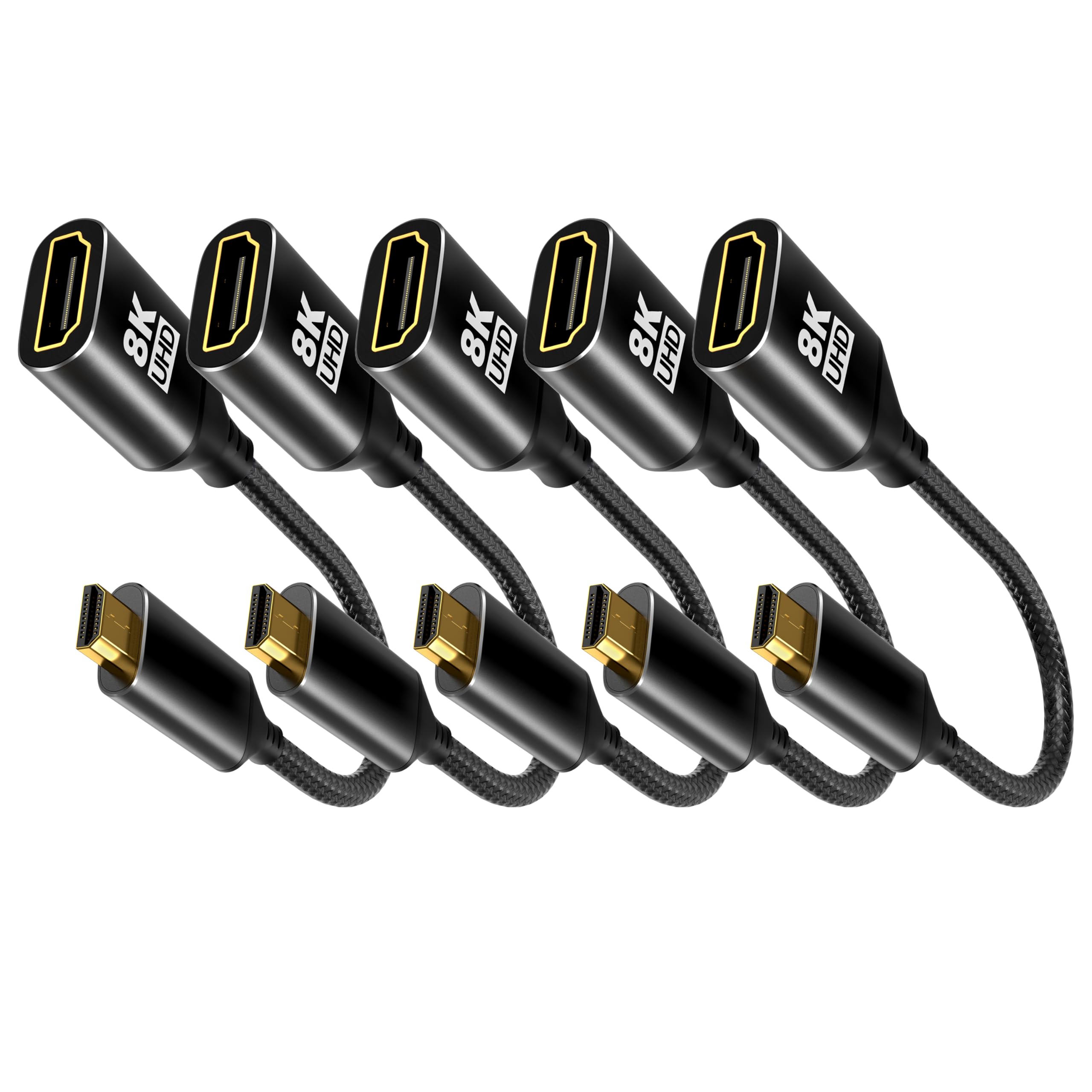 Adaptador 8K Micro HDMI a HDMI, 5 unidades, macho a hembra, HDMI 2.1, 8K @60Hz, 4K @120Hz HDR 3D Dolby 48Gbps de alta velocidad, compatible con proyector, tablet, tarjeta gráfica, videocámara,