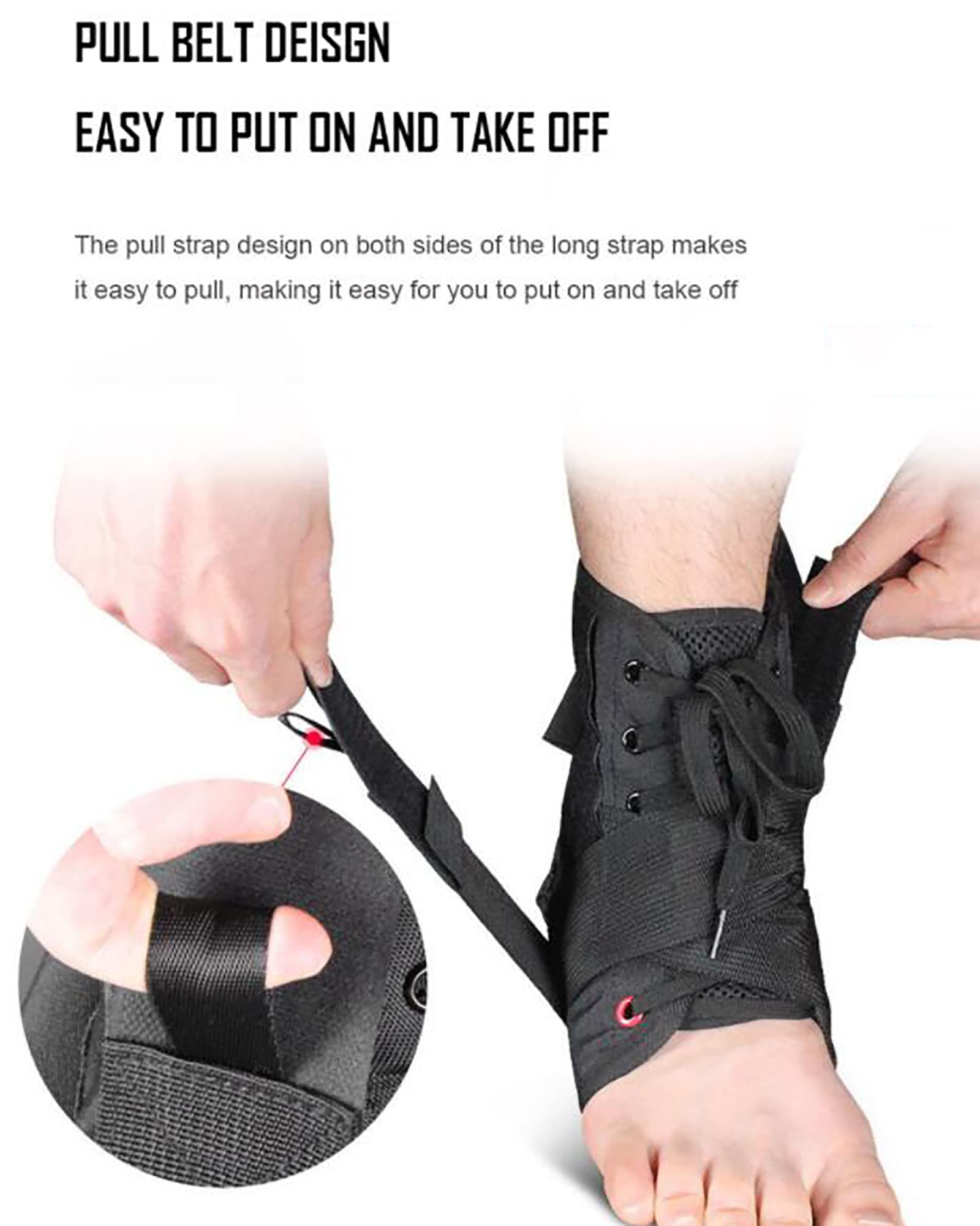 Tobillera con cordones, soporte ajustable para tobillo y pie, correas estabilizadoras, calcetines de compresión, manga para lesiones deportivas y protección contra esguinces, M (S)