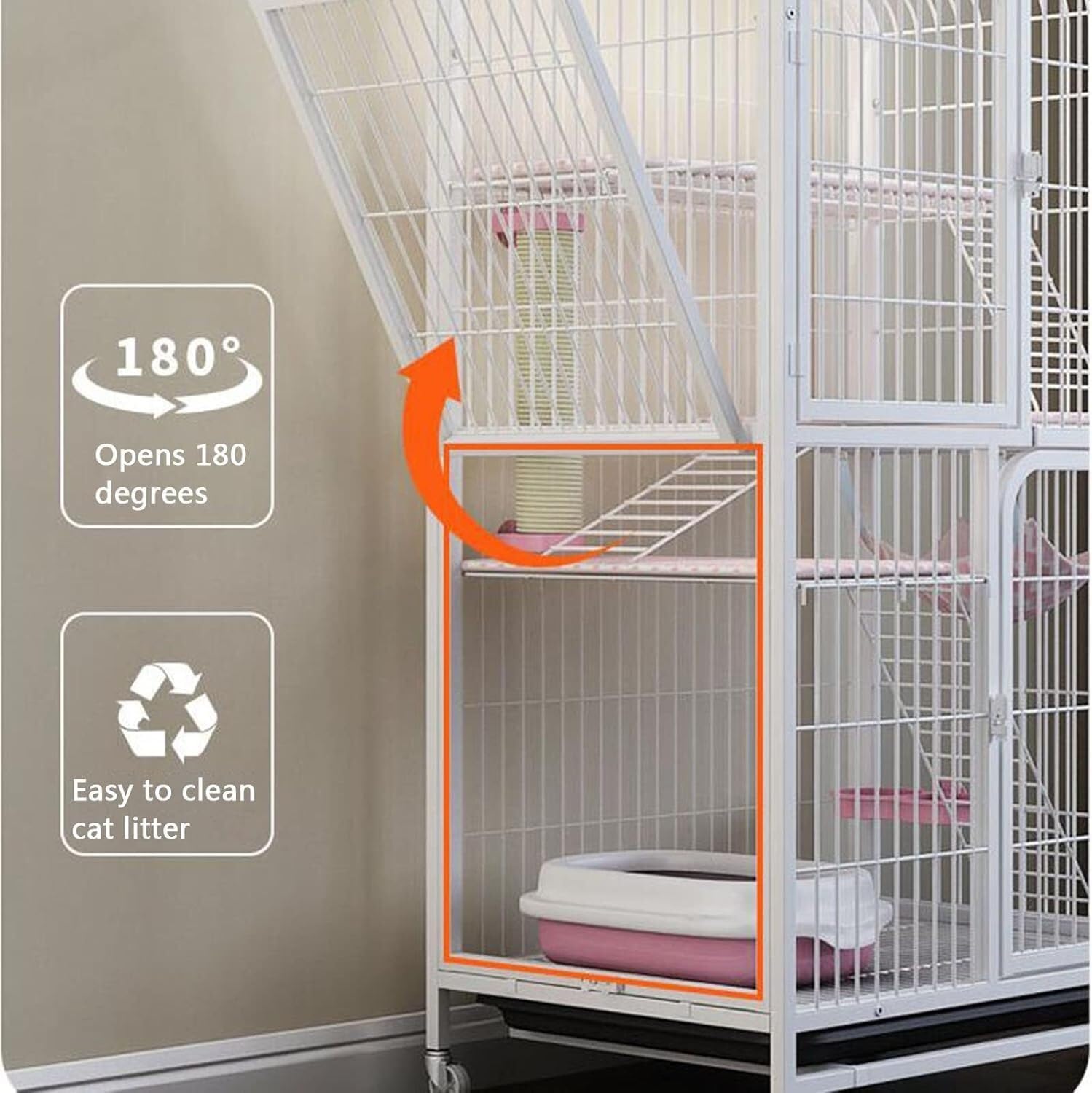 Klatki dla małych zwierząt – metalowe, dla fretek i królików(Bianco,Combo 1-78 * 55 * 110cm)