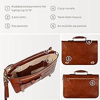 Vista 6 de Time Resistance Maletín de cuero para hombres - Maletín para laptop de cuero italiano de grano completo - Bolso de mensajero - Caja de regalo