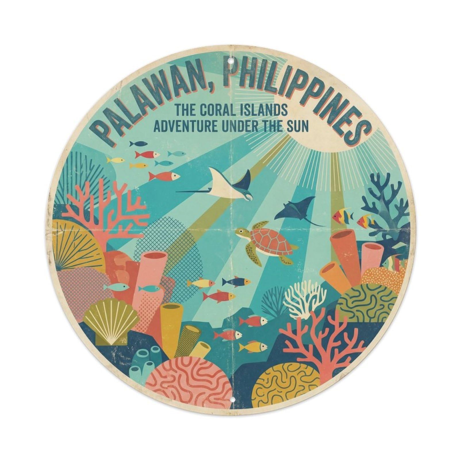 Palawan Coral Reef Marine Life Philippines Metal Tin Sign
