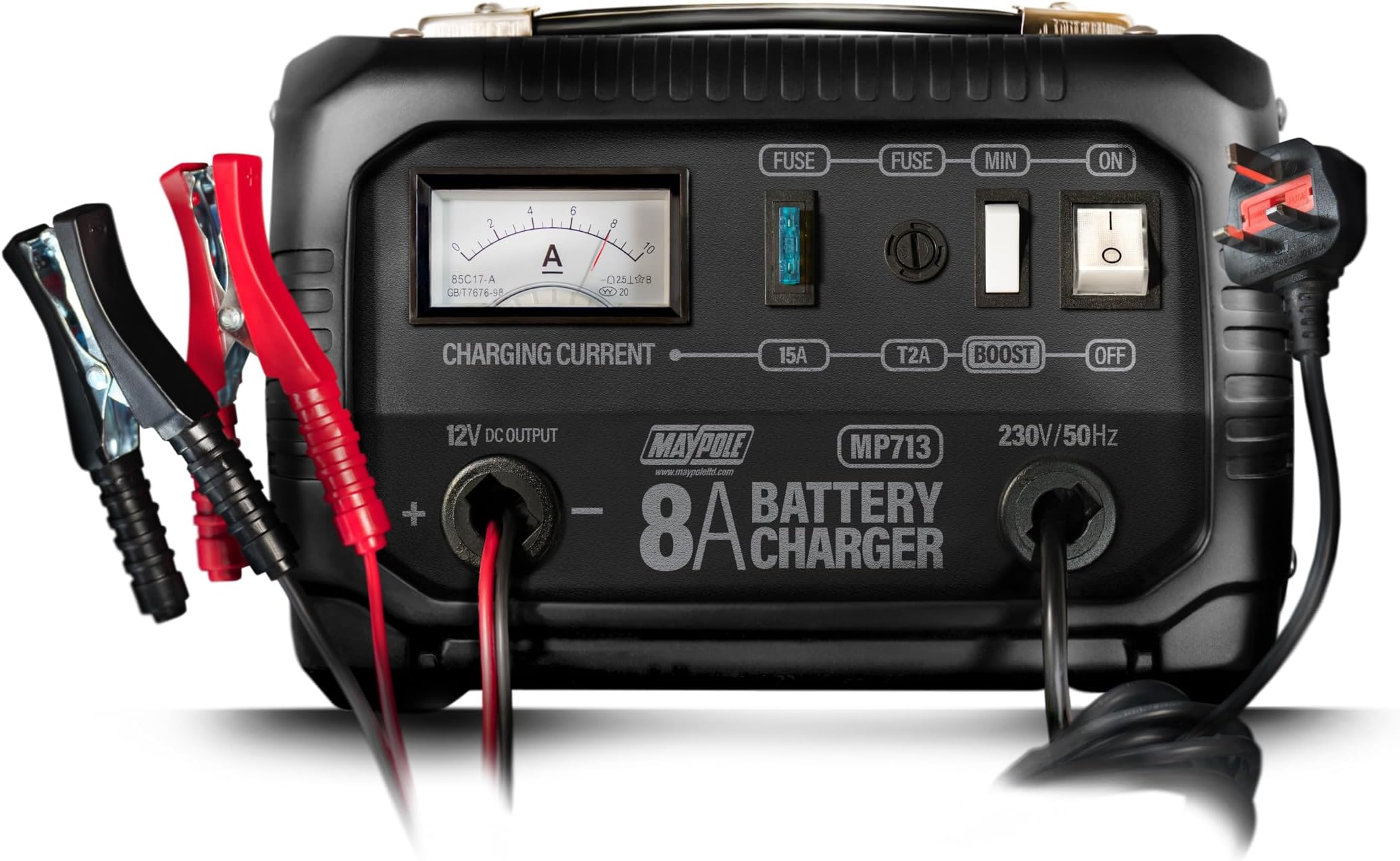 Maypole 8A 12V Metal Cased Car Battery Charger Workshop Use Cars Tractors Caravans Motorhomes