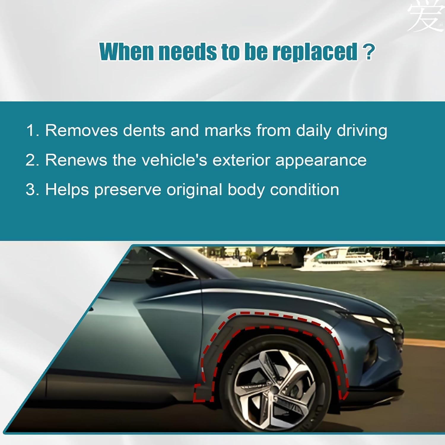 GXARTS Black Right Side Front Fender Wheel Molding 87712CW000CA Compatible with Hyundai Tucson 2022 2023 2024