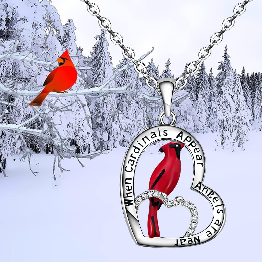 Red Cardinal Bird Pendant Necklace Inspirational Memorial Jewelry Sterling Silver Cardinal Appear When Angels Are Near Sympathy Spiritual Gifts for Women Loss of Loved One - Image 9