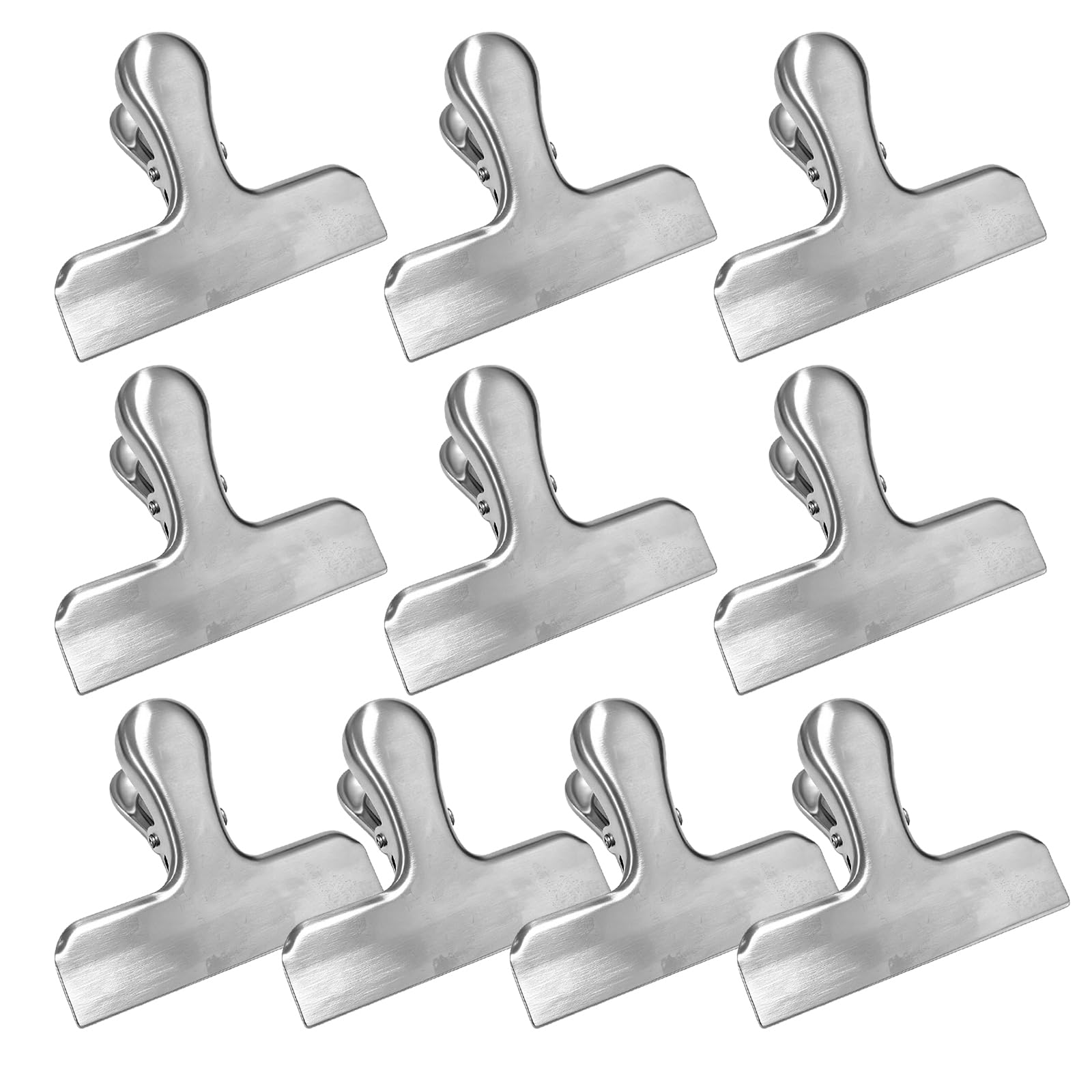 10 pcs Stainless Steel Chip Bag Clips, CNYMANY 3" Heavy Duty Air Tight Seal Grip Coffee Food Bag Clamps for Office Kitchen Home Use