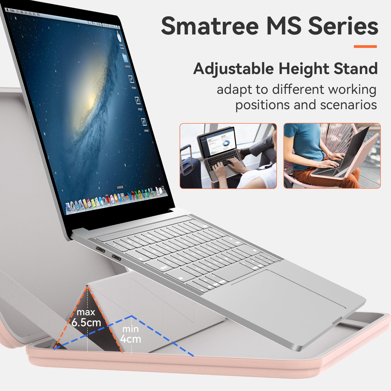 Smatree MS94 custodia rigida in EVA con supporto per 15,6 pollici HP Victus notebook gaming 15z/15t/15, per 15,6 pollici HP Envy 16-h1097nr/16-h1047nr/16t-h1000 custodia idrorepellente, rosa