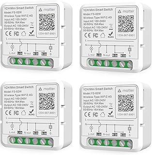 4 Pack Smart Lichtschalter Modul, 2.4G WLAN Schalter Modul 1 Weg, WiFi Smart Life Schalter Kompatibel Alexa/Google-Assistant/Tuya App, DIY Mini Relais Modul Neutralleiter Erforderlich