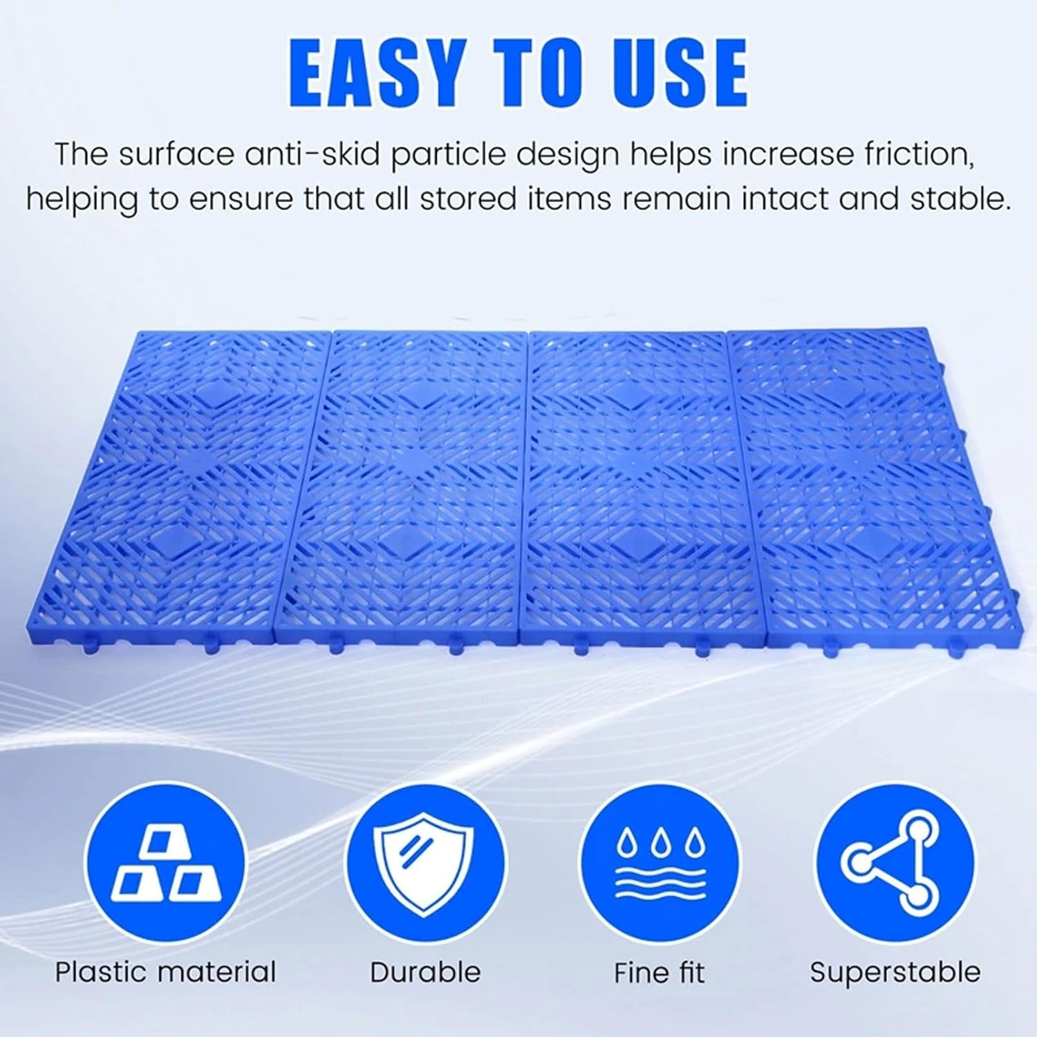 4 Pcs Storage Grid Pad Plastic Pallet, Lightweight Nestable Floor Pallets 1.97in/5cm Thickness Waterproof Breathable for Basement Supermarket, Easy to Stack,23.6 * 39.4 * 1.97IN
