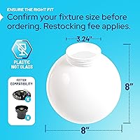 Vista 2 de KastLite Globo de poste de lámpara de acrílico transparente de 8 pulgadas, textura suave con cuello de tornillo de 3.24 pulgadas, fabricado