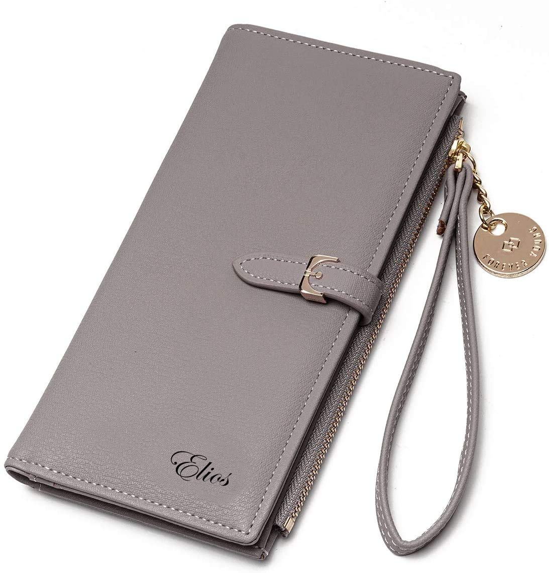 Women Long Soft Leather Wallet Zip Purse Multifunction Organizer Card Holder Clutch with Phone Pocket
