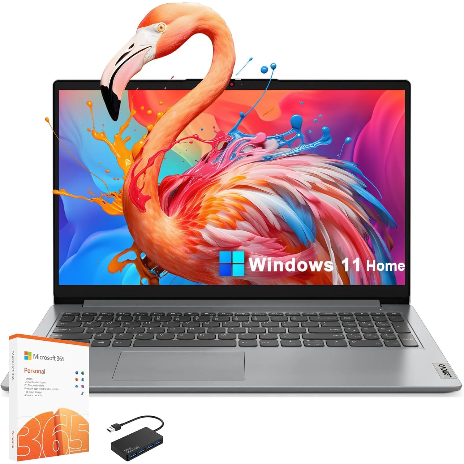 Lenovo IdeaPad 1 15.6" Business Laptop Windows 11 Home, Intel Celeron N4500 Processor, 20GB RAM, 1TB SSD+128GB eMMC Storage, 1 Year Office 365, Wi-Fi
