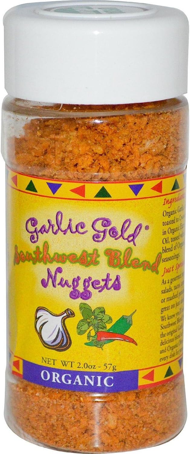 Garlic GoldToasted Nuggets, Crunchy Organic Southwest Garlic Seasoning, Shaker(2.2 Ounces, 1 Pack)