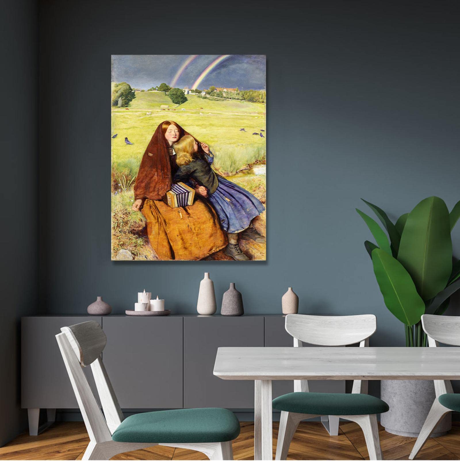 Via Vela Płótno sztuka ścienna Diana i Endymion wydruk obrazu słynne obrazy replika grafiki rokoko plakat do salonu domu biura dekoracja 65 x 100 cm rama wewnętrzna