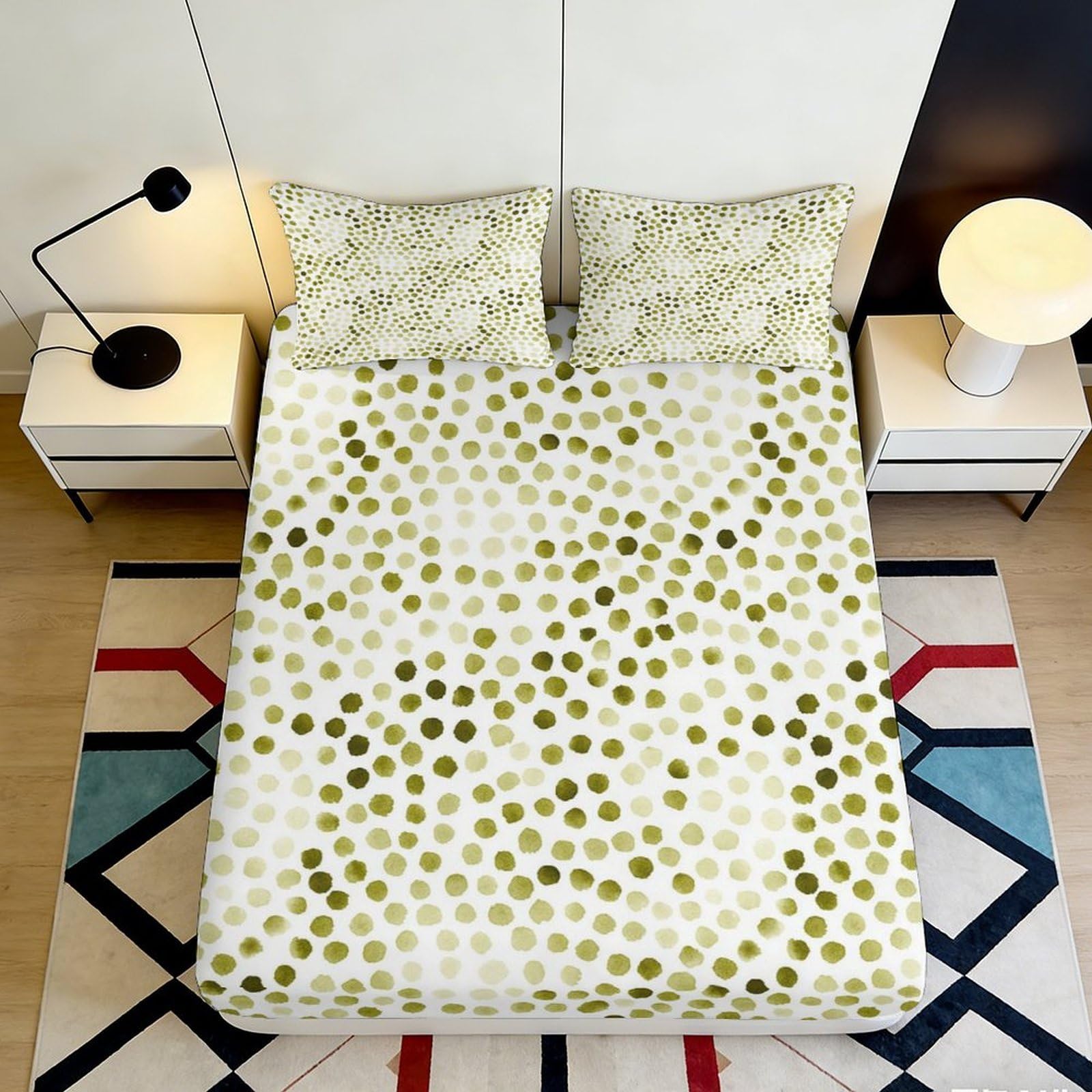 3D Printed Vintage Geometric Fitted Sheet Microfiber Non-Slip Deep Pocket Bedding Set Artistic European Mattress Fitted Cover Washable 200x200x25cm