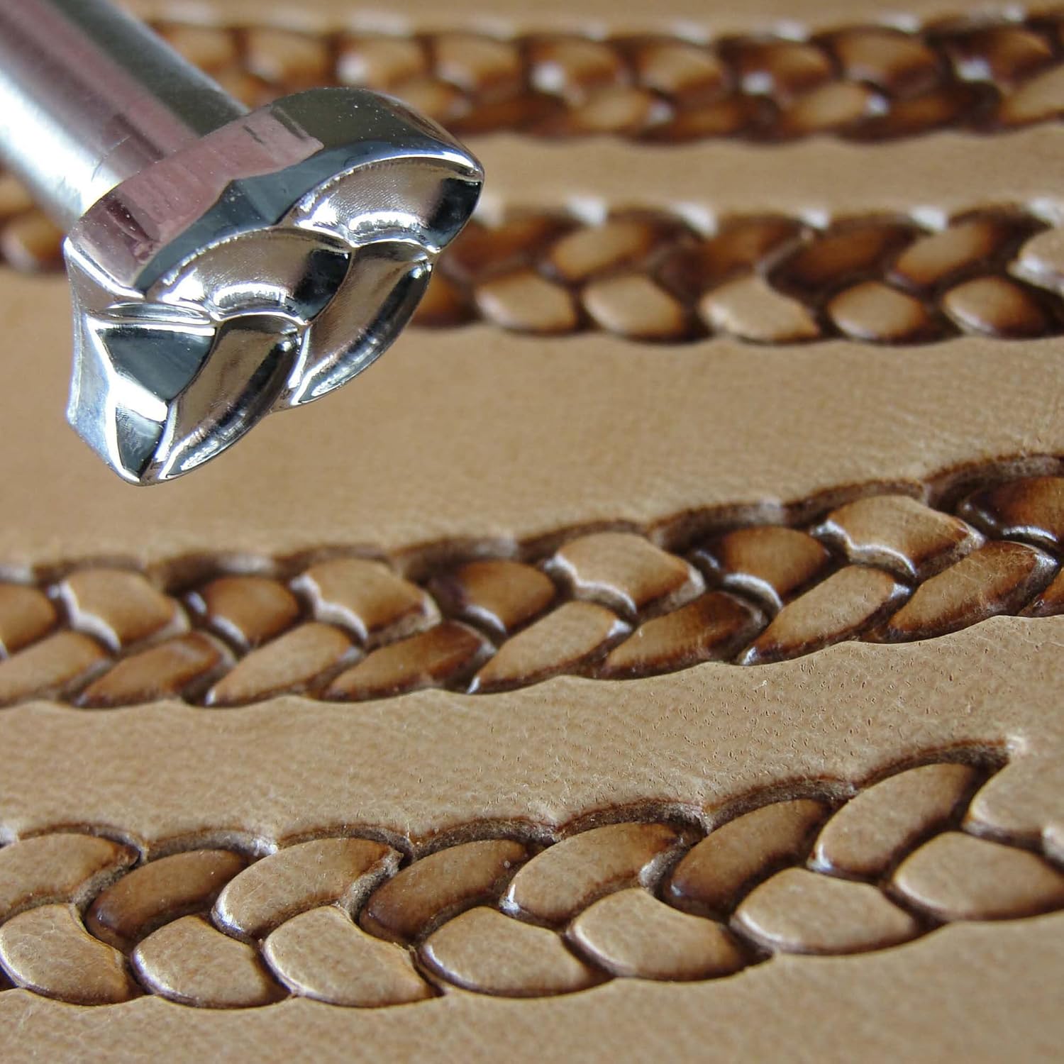 Double Braid Border Leather Stamp, Stainless Steel Leather Stamping Tool, Zhong Jiang Leathercraft Stamp