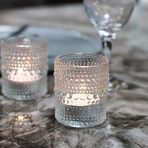 Miniatura 5 de Juego de 12 portavelas votivas de vidrio transparente, candelabros para decoración de otoño, Halloween, bodas, centros de mesa de cumpleaños