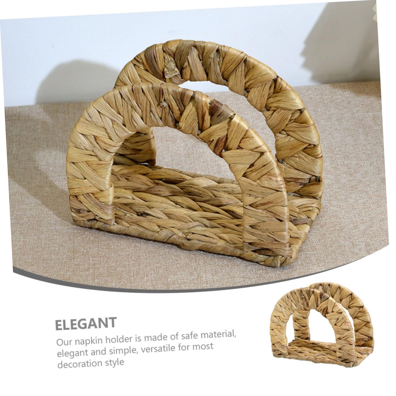 Servilletero Pequeño Tejido a Mano de Hierba de Calabaza Beige Estructura Estable y Diseño Elegante para Bar U Oficina