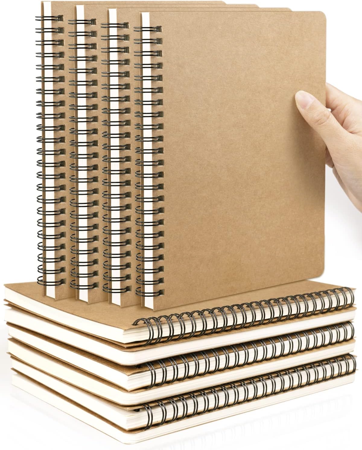 Dynta A5 Spiral Notebooks Blank Journal 10-Pack, Softcover Unlined Sketch Pad for Drawing, Writing, Note Taking Travel Memo Notepads Diary Planner, 100 Pages/ 50 Sheets,8.3 “x 5.8″(Brown)