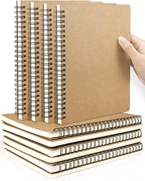 Dynta A5 Spiral Notebooks Blank Journal 10-Pack, Softcover Unlined Sketch Pad for Drawing, Writing, Note Taking Travel Memo Notepads Diary Planner, 100 Pages/ 50 Sheets,8.3 "x 5.8"Brown