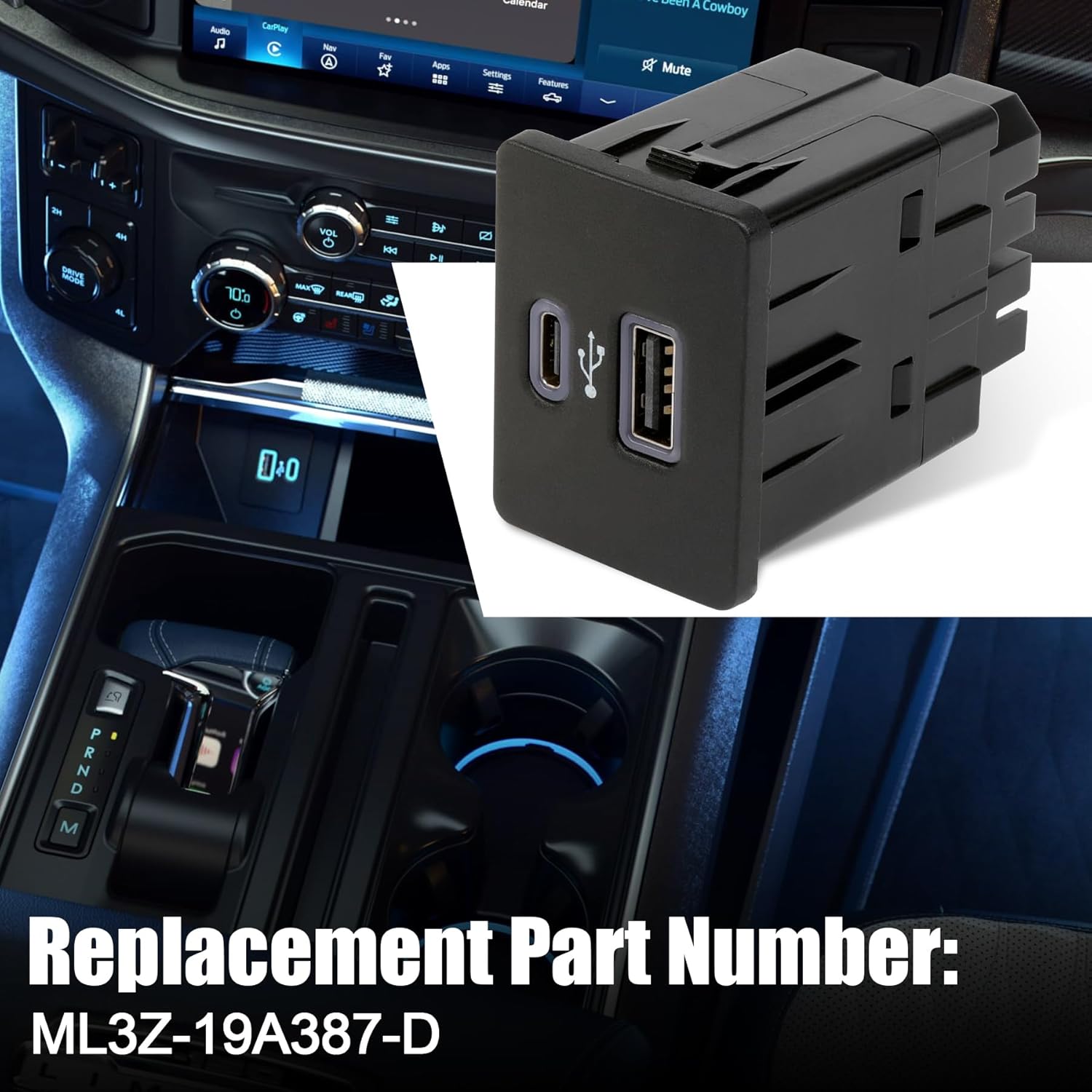 ML3Z-19A387-D Infotainment Screen USB Carplay Module Media Hub Replacement for 2021-2024 Ford F-150 F-150 Lightning Expedition Bronco Sport Mustang Mach-E Maverick
