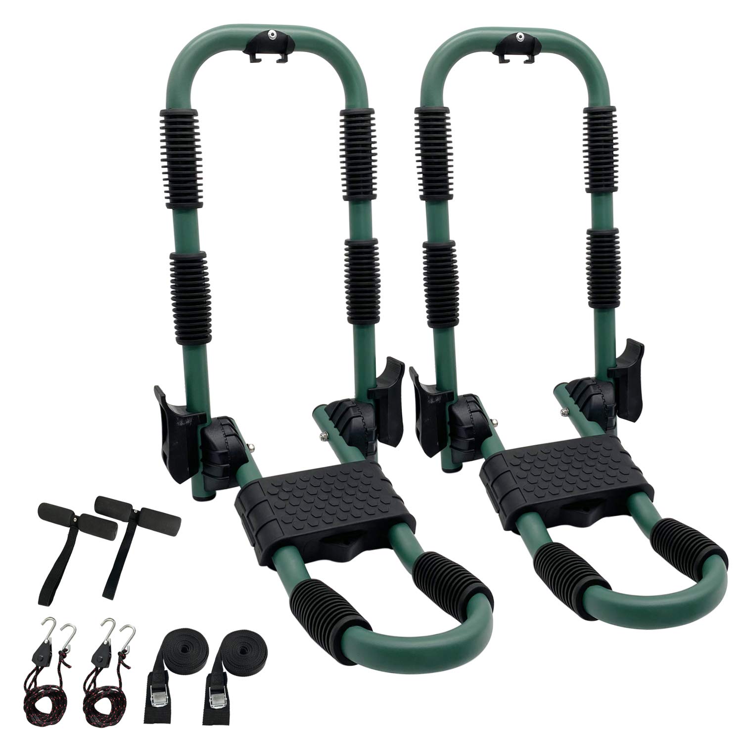 Codinter Kayak Roof Rack, Aluminum Kayak Canoe Carrier J-Style Folding Roof Holder for SUV Car Top Mounted - Green