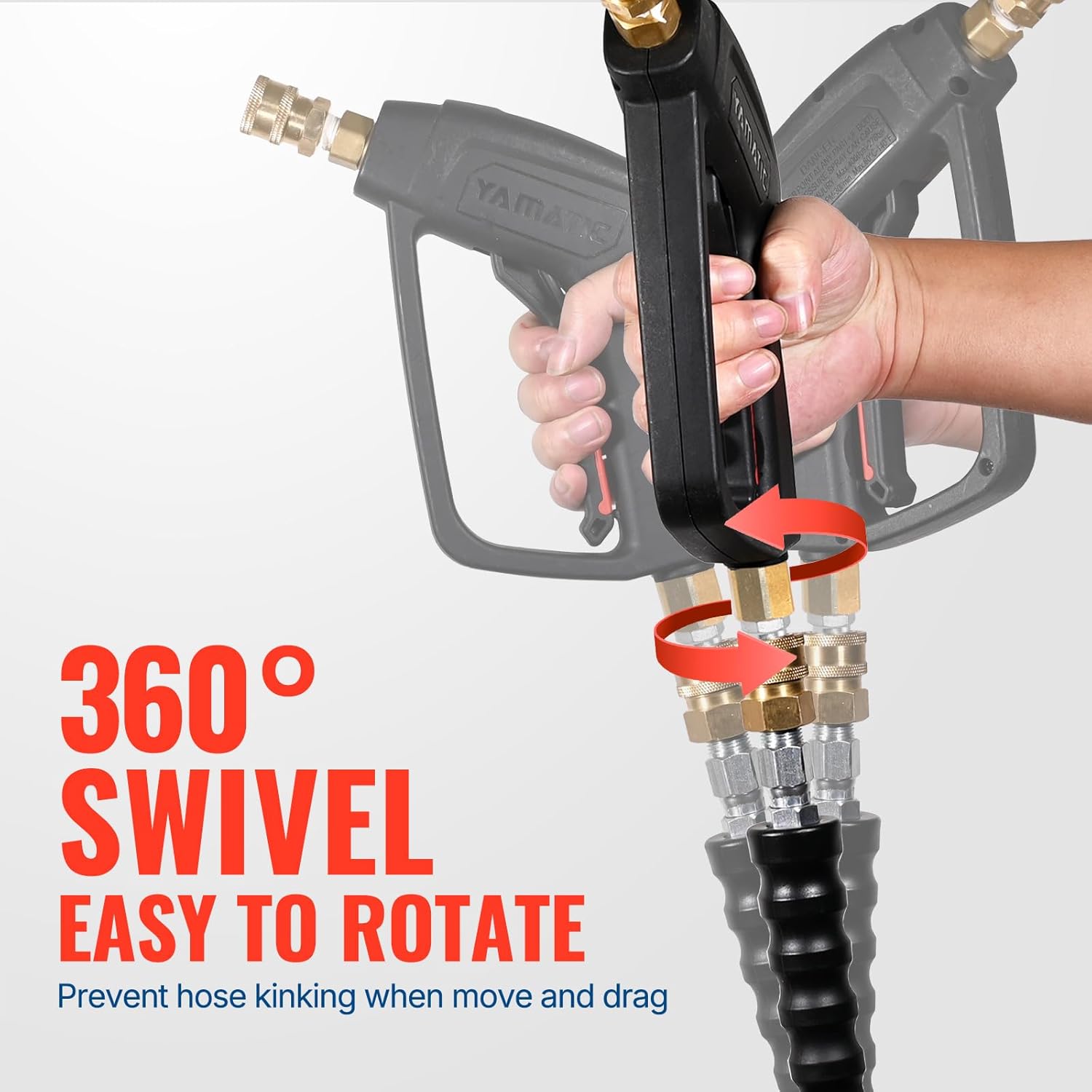 YAMATIC Pressure Washer Gun with Foam Cannon, 4000 PSI Car Washer Foam Blaster with 1/4" Quick Connect, 5 Power Washer Nozzle Tips and 4OZ Soap, 1 Liter, Pressure Washer Gun Swivel 3/8" &M22 Inlet