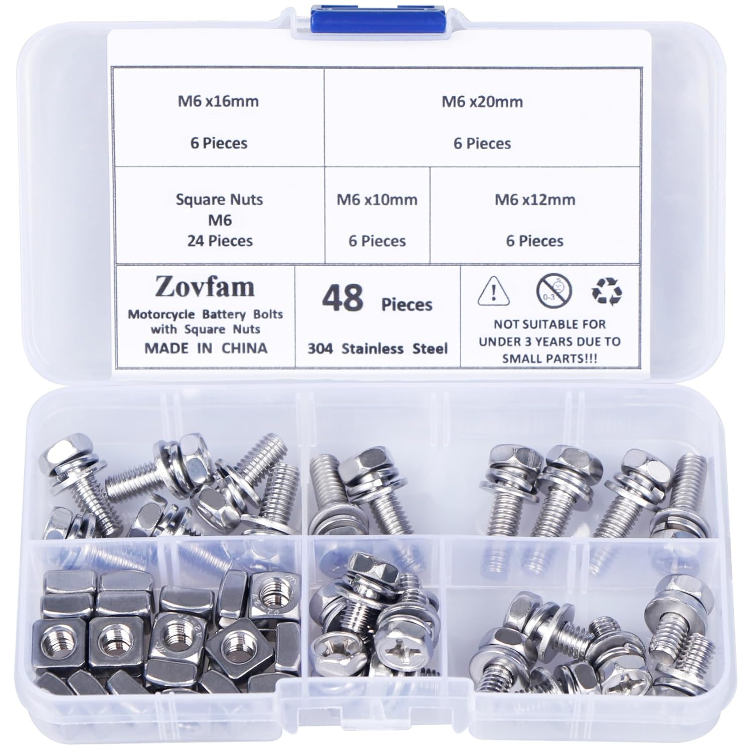 Battery Terminal Bolts and Nuts 304 Stainless Steel M6 x