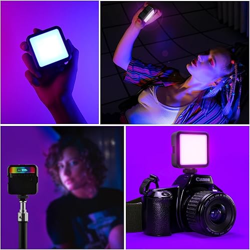 Miniatura 7 de Luz de video LED RGB magnética Luz de cámara LED 360 a todo color Iluminación de fotografía portátil con 3 zapata fría, 2000mAh CRI recargable