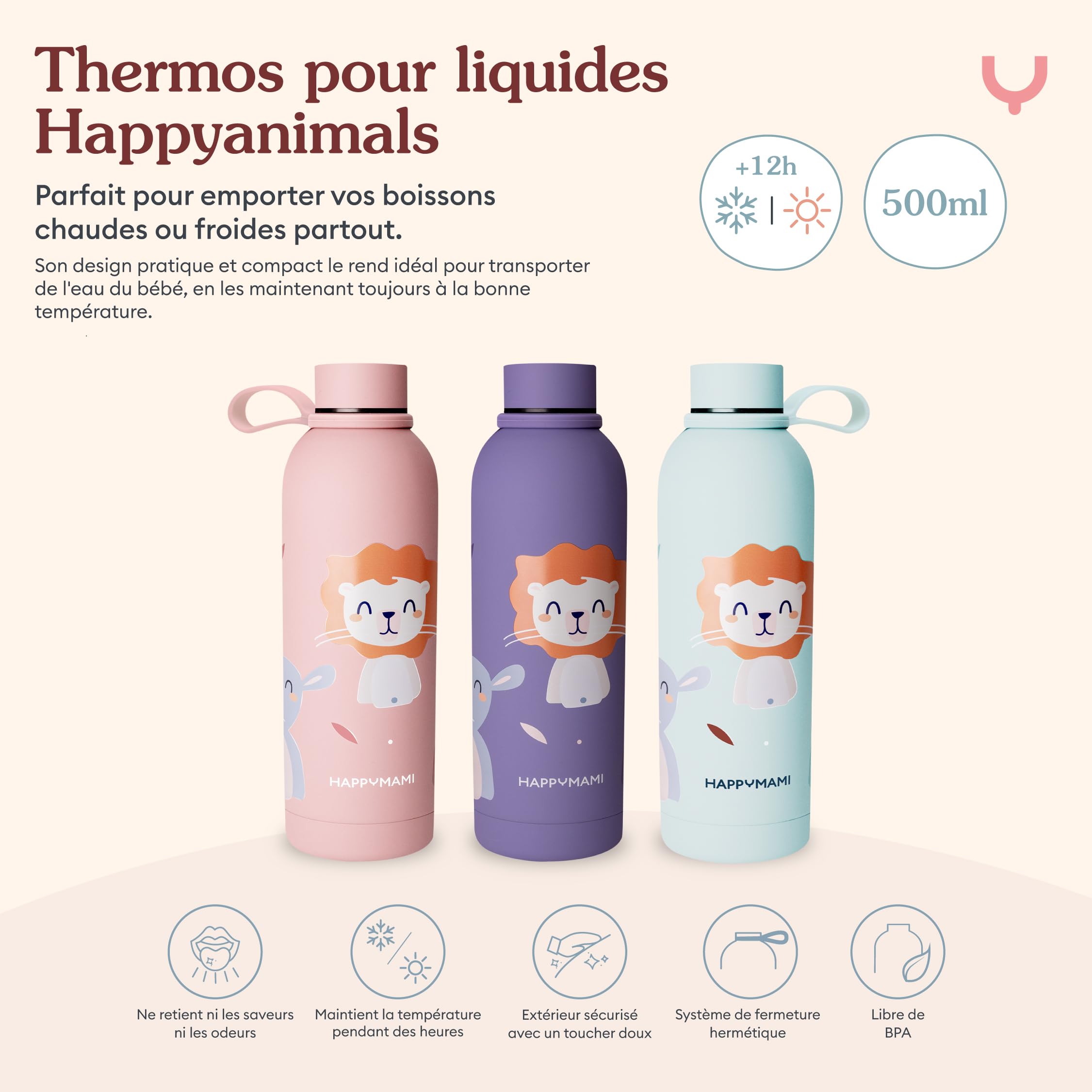 Happymami-Pack Distributeur de lait en poudre, set d'alimentation pour votre bébé, double paroi intérieure pour maintenir la température (Menthe Douce)