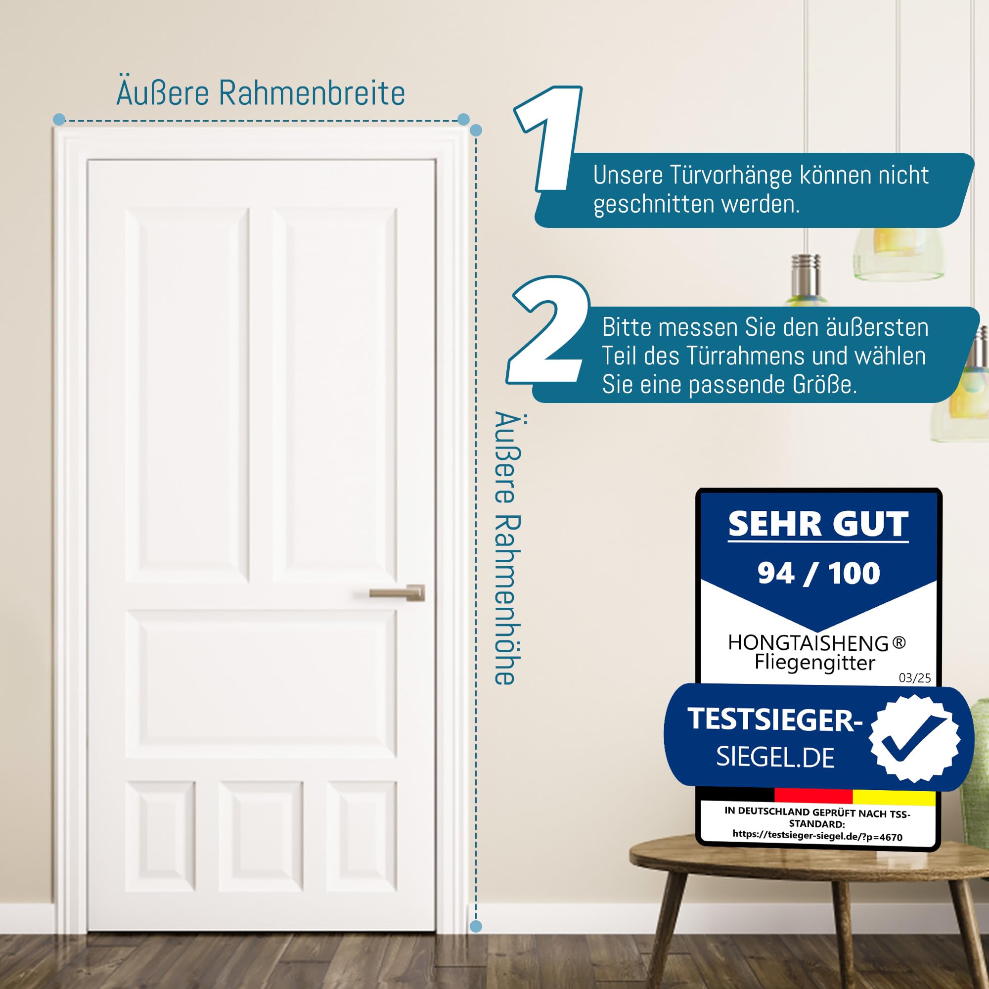 AMZERO Fliegengitter Magnet-Tür, 105x215 Cm, Selbstklebend, Für Balkon- & Terrassentüren – Insektenschutz Ohne Bohren