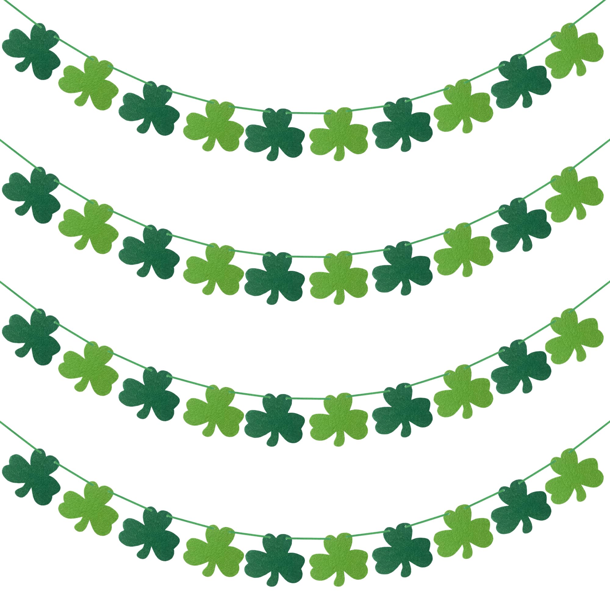 VILIFEVER4 Pack Felt Shamrock Banner Garland for Irish Party Supplies, St. Patrick’s Day Decorations, Lucky Clover Bunting Banner for Home Office Classroom Decor