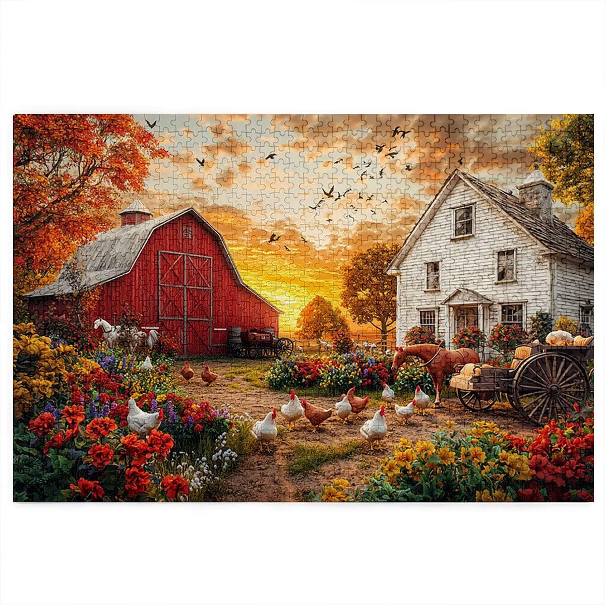 Puzzle 4000 elementów, kabina z zachodem słońca, 4000 elementów, drewniane puzzle dla dorosłych, trudna łamigłówka, gra logiczna dla całej rodziny, drewniane puzzle, dekoracja salonu, prezenty, X-14