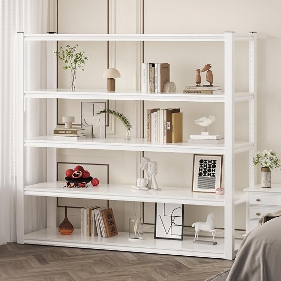 Himimi Garage Shelving 3500 LBS Garage Shelves Heavy Duty 72 H Standing Shelf Units, 5-Tier Adjustable Metal Shelving for Industrial Basement Warehouse, 48 W x 24 D x 72 H, White