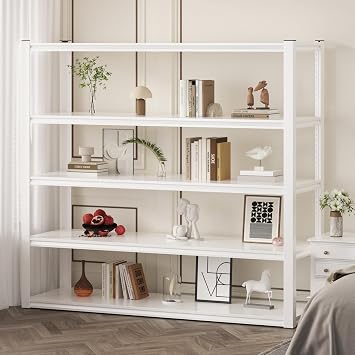 Himimi Garage Shelving 3500 LBS Garage Shelves Heavy Duty 72 H Standing Shelf Units, 5-Tier Adjustable Metal Shelving for Industrial Basement Warehouse, 48 W x 24 D x 72 H, White