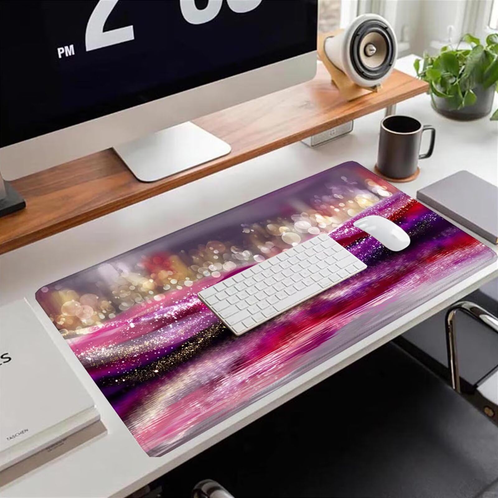 Gamingowa podkładka pod mysz 1200 x 600 x 3 mm, XXL, wodoszczelna, odporna na ścieranie, z przyszytymi krawędziami, fioletowa, podkładka na biurko, poprawia prędkość i precyzję, do laptopa, komputera
