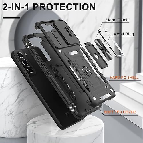 Miniatura 7 de AUPAI Funda para Galaxy S22 con cubierta para cámara, grado militar, a prueba de golpes, resistente, para Samsung S22, funda protectora de prueba de